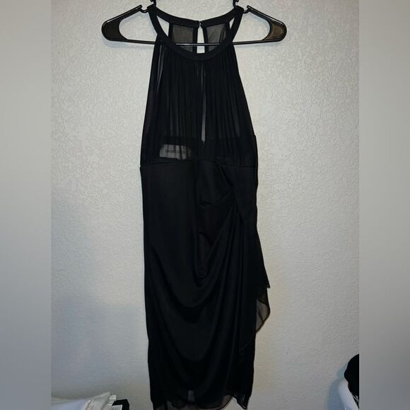 NWOT- David's Bridal Black Sleeveless Long Mesh Dress Illusion Neckline SIZE 10 - Picture 3 of 9